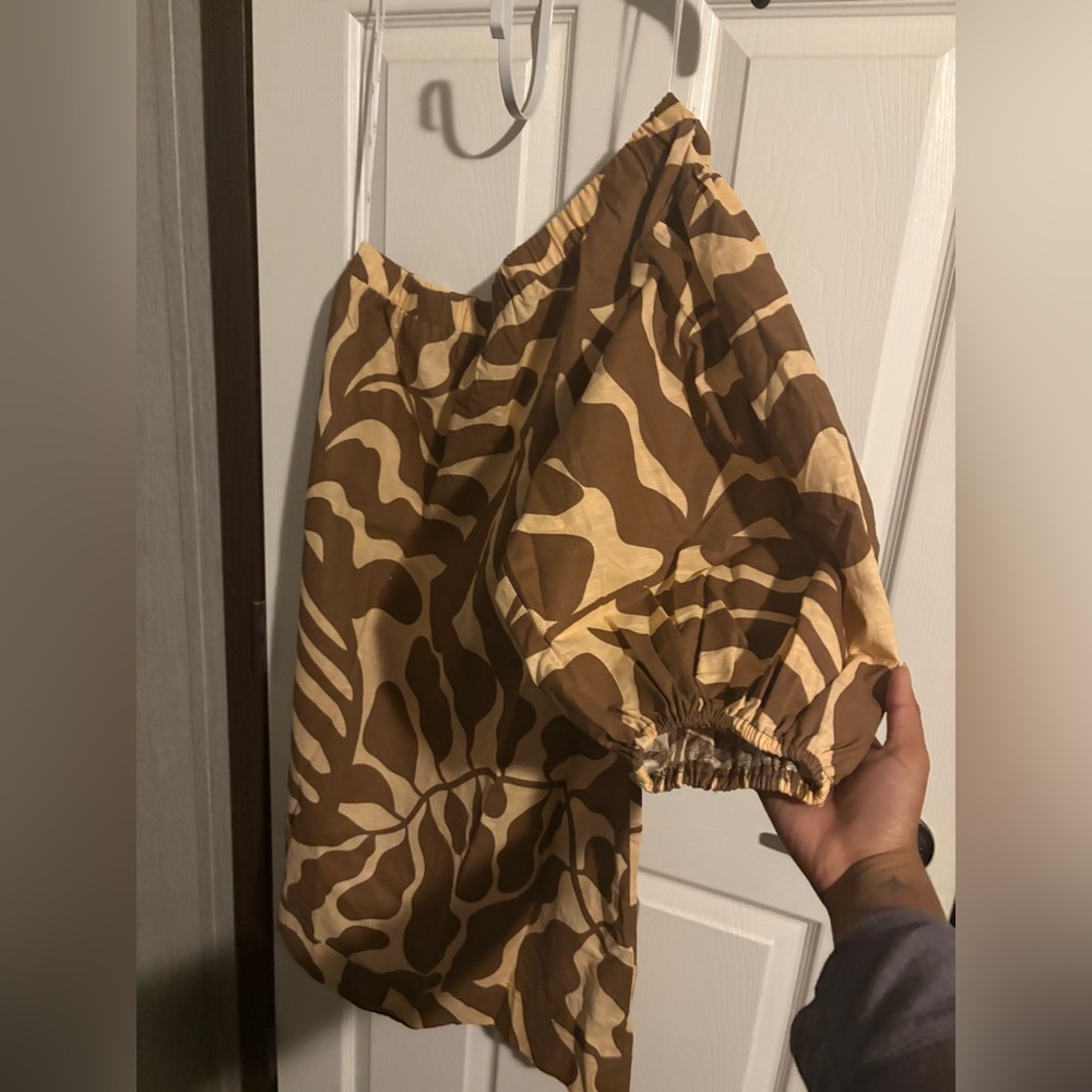 Brown and Cream Spaghetti Strap Sundress for Resort Wear